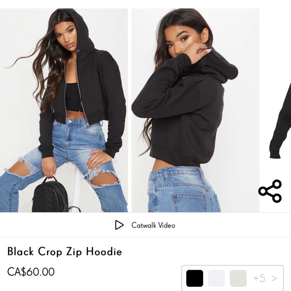 Black Crop Zip Up
